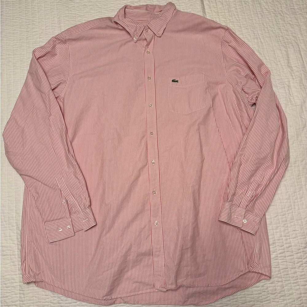 Lacoste Men's Pink Striped Shirt